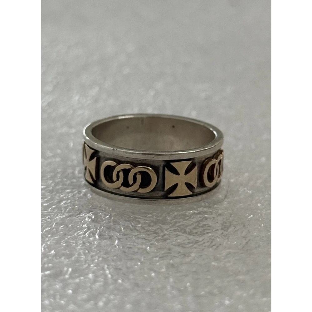 James Avery Silver 14k Gold & 925 Silver Maltese Cross Unity Circle Ring Size 10